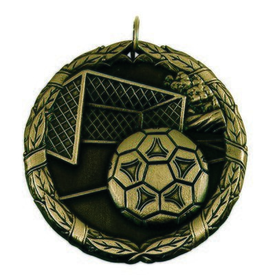 SAY Soccer Ball and Goal with Wreath Border Medal