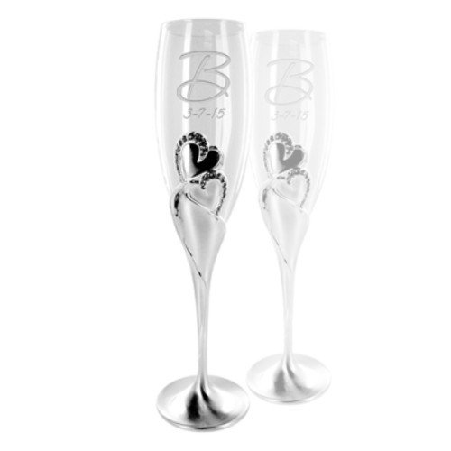 Two Hearts Champagne Flutes Set of 2