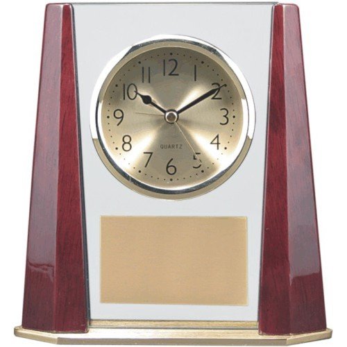 Rosewood &amp; Glass Desk Clock
