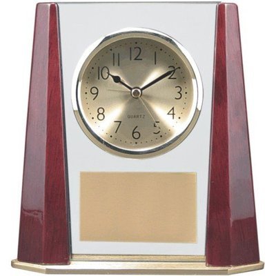 Rosewood & Glass Desk Clock