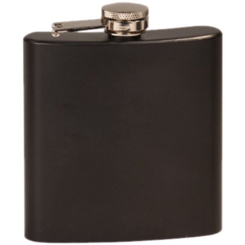 Stainless Steel Customized 6 oz. Flask, Color: Black