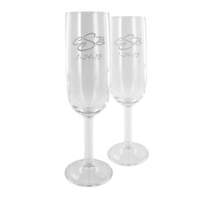 Set of Two Customized Champagne Flutes