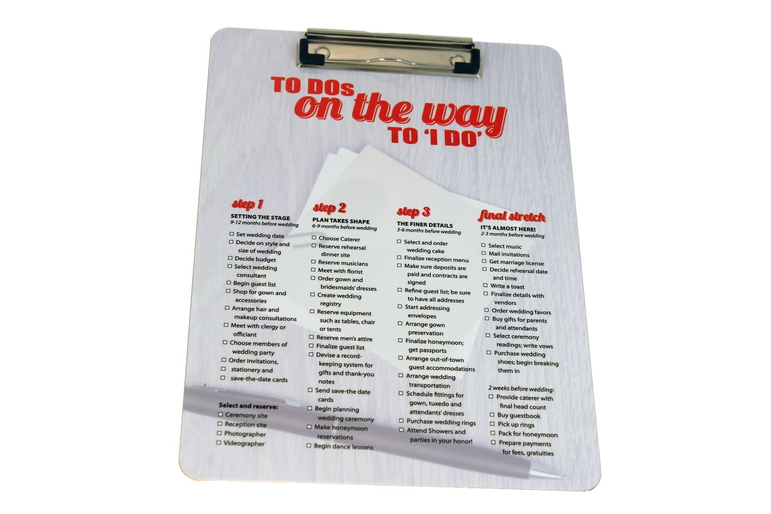 Wedding Checklist Clip Board