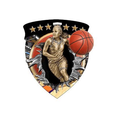 3&quot; Basketball Female Shield Medal *Limited Quantities*