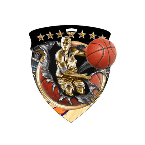 3" Basketball Male Shield Medal *Limited Quantities*