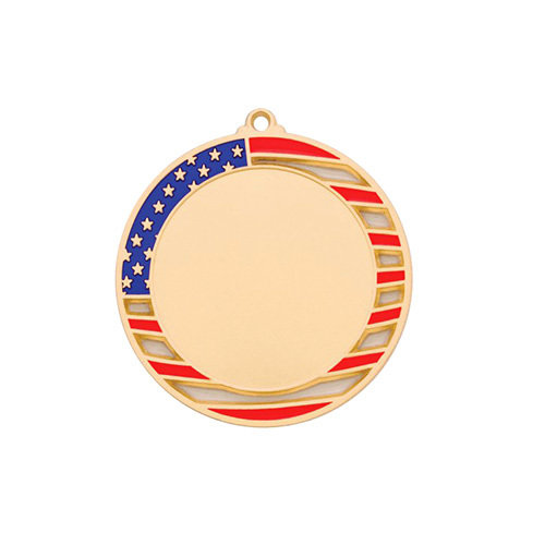 American Flag Border Gold Blank Medal