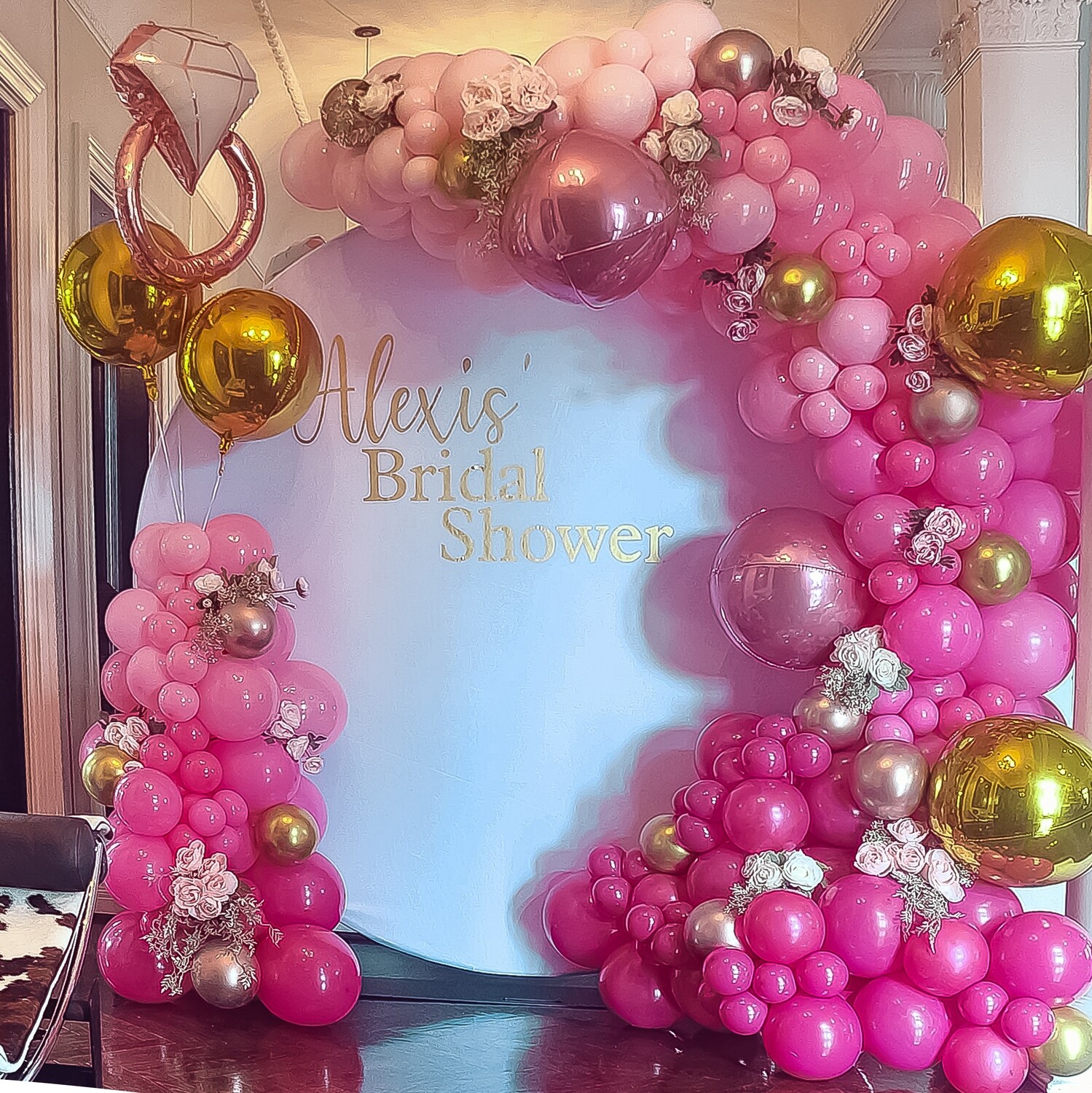 White Hoop Backdrop RENTAL w/Balloon Garland - Designer