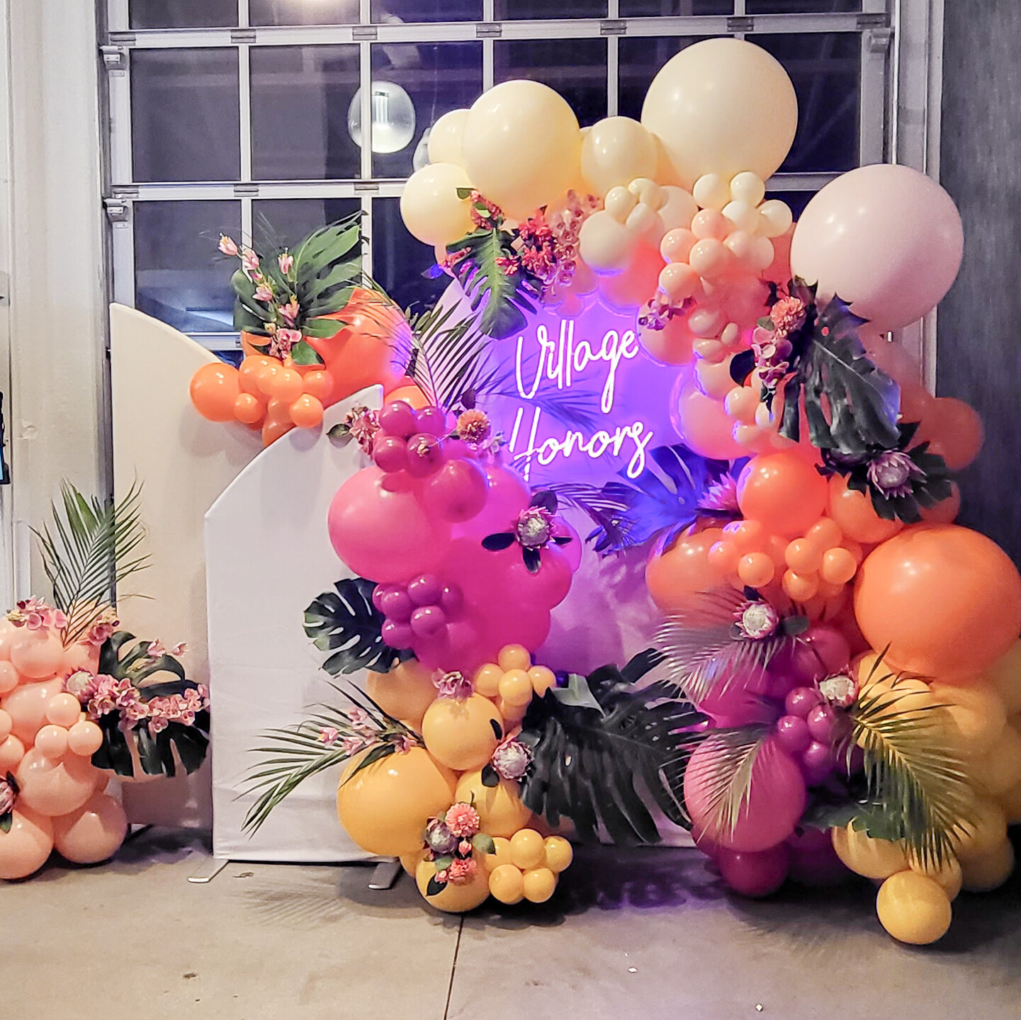 3 Piece Arched Backdrop RENTAL w/Balloon Garland - Designer