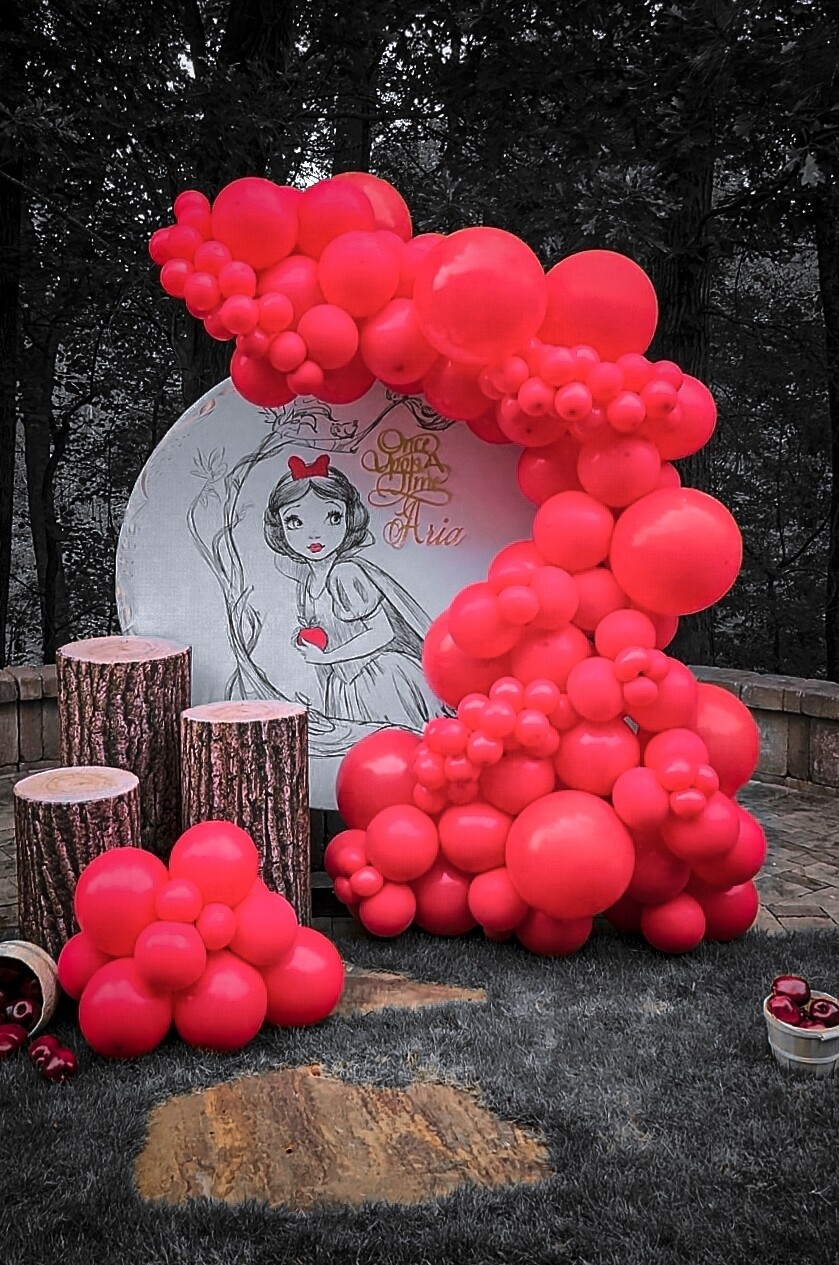 White Hoop Backdrop RENTAL w/Balloon Garland - Full