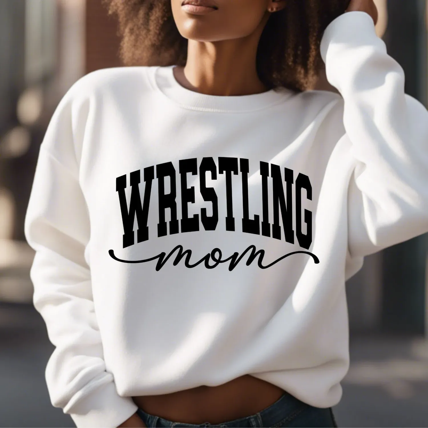 Wrestling Mom Crewneck White