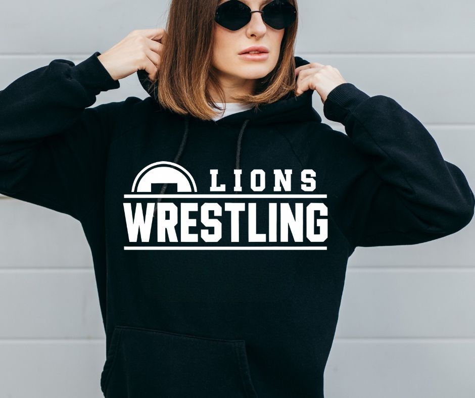 Lions Wrestling Hoodie Black Youth and Adult