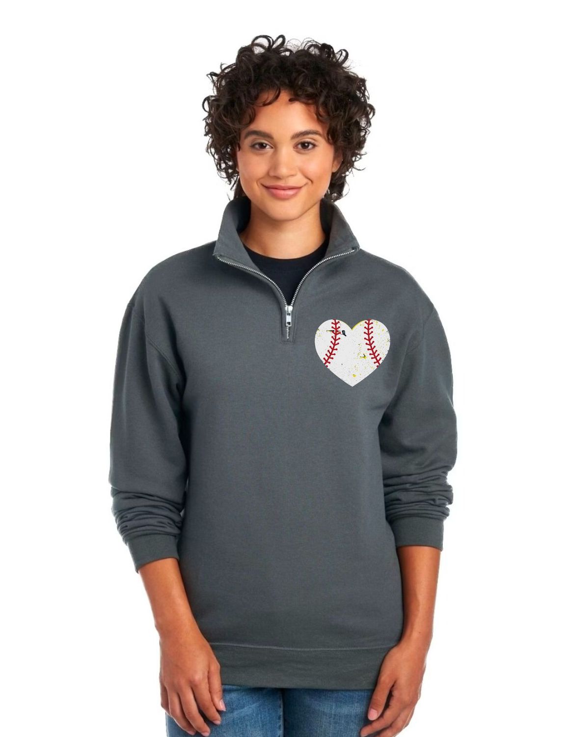 Heart Quarter-Zip Cadet Collar Sweatshirt