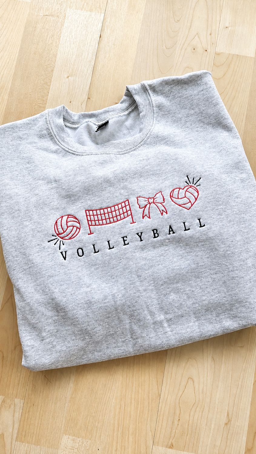 Embroidered Volleyball Crewneck