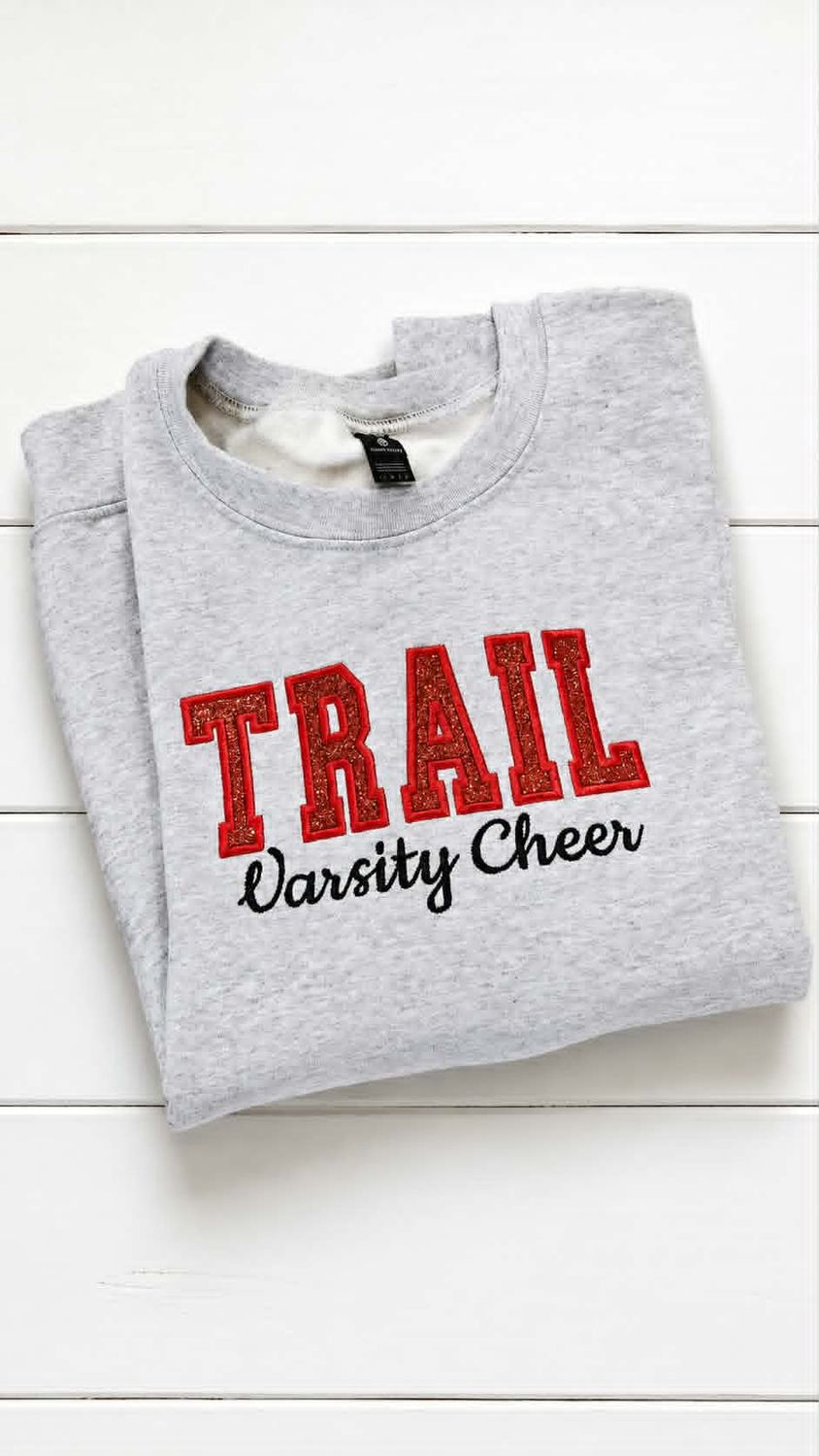 Embroidered TRAIL Red Glitter Cheer