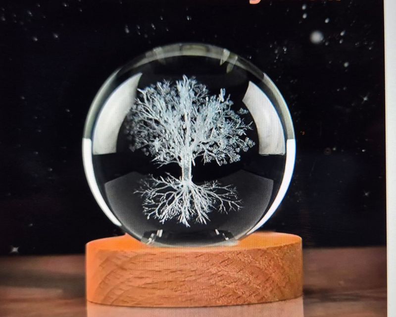 Glaskugel "Blume des Lebens" mit Beleuchtung oder Lebensbaum