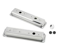 MR. GASKET CHROME VALVE COVER FINNED SBC
