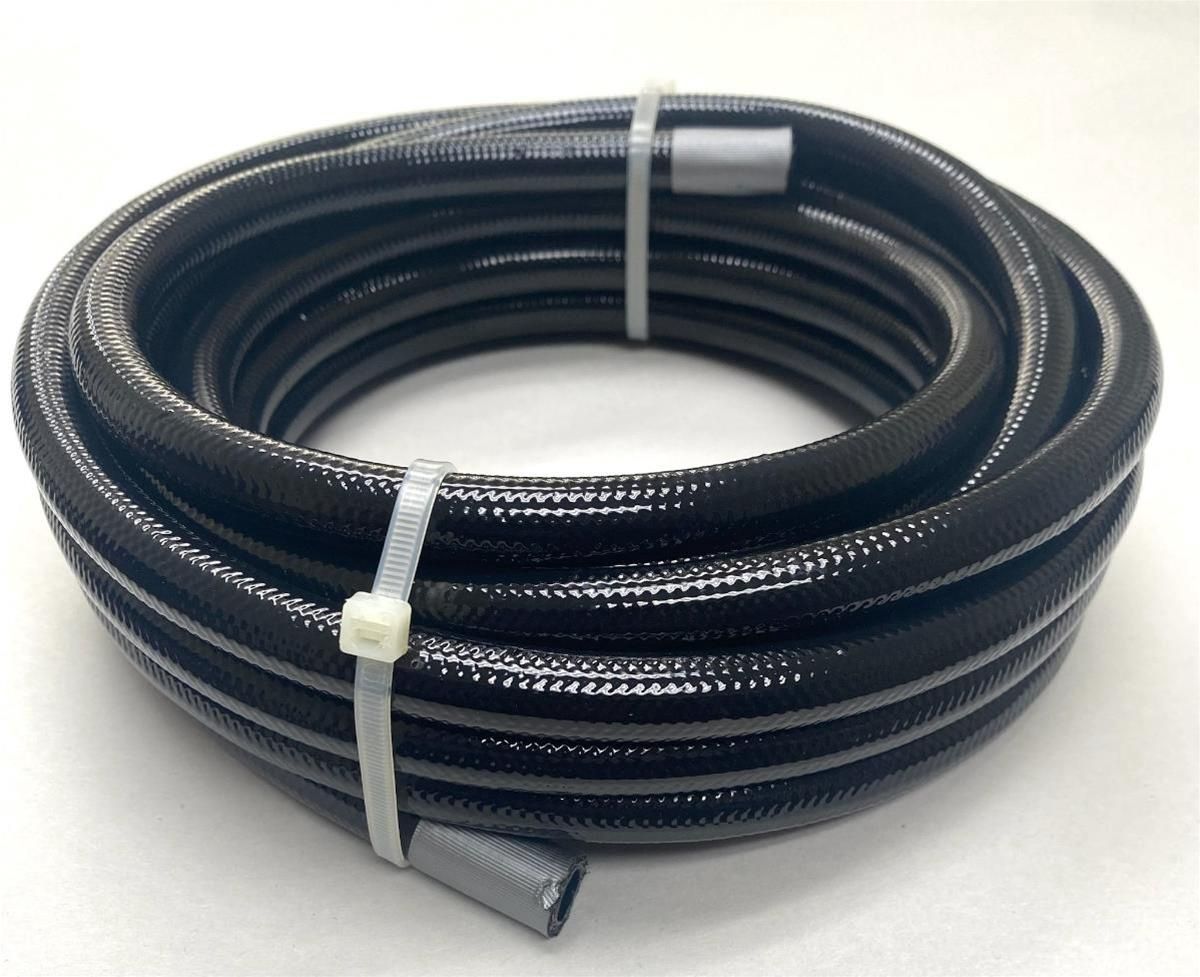 #8 PTFE HOSE W/ BLACK COVER, 15 FEET