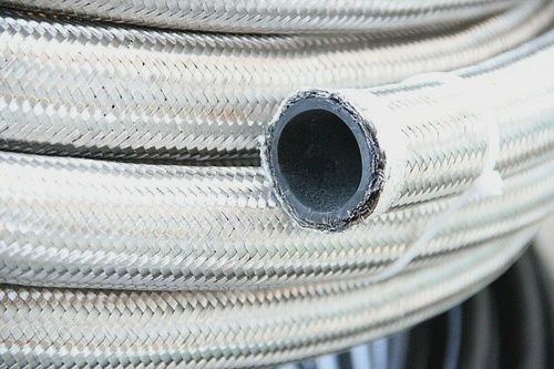 AN20STL STNLSS BRAID LINE HOSE 5M16' SIL