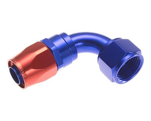 20an 90 degree line hose end Red/blue
