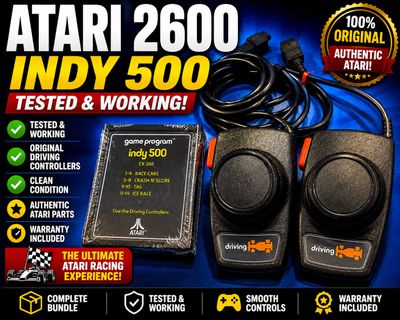 Atari 2600 Indy 500 Bundle – Original Driving Controllers – Tested &amp; Working