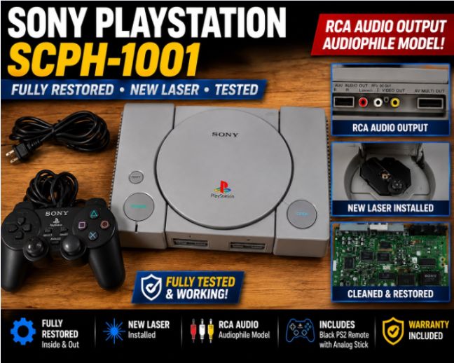 Sony PlayStation PS1 SCPH-1001 Restored New Laser Tested Working + Controller 7864