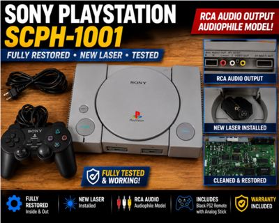 Sony PlayStation PS1 SCPH-1001 Restored New Laser Tested Working + Controller 1644