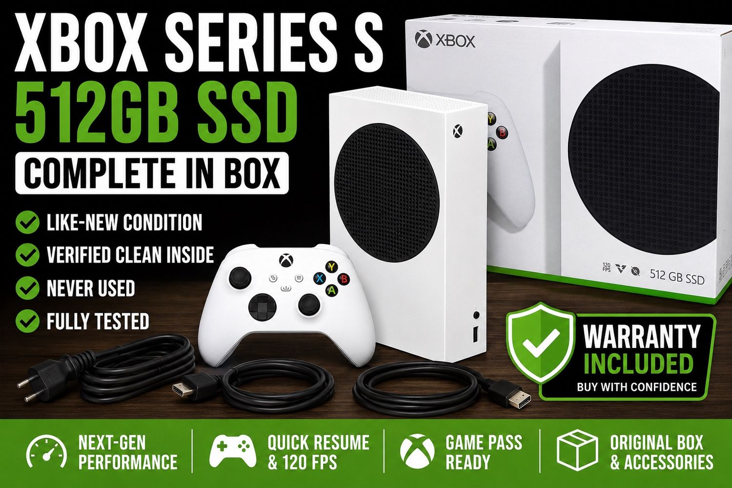 Xbox Series S 512GB Complete in Box – Verified Like-New Condition 14517