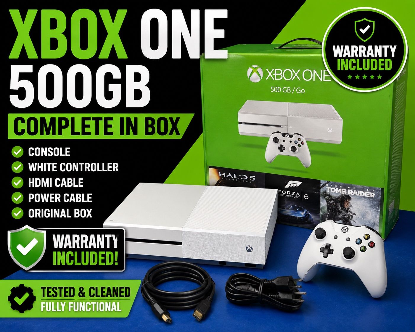 Xbox One 500GB White Console Complete in Box 3748