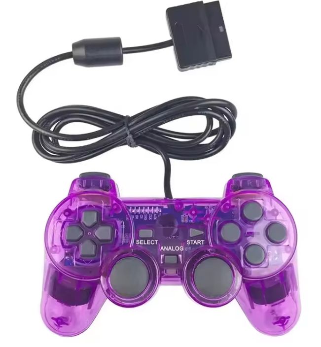 Clear Purple Wired Controller for Sony PS2