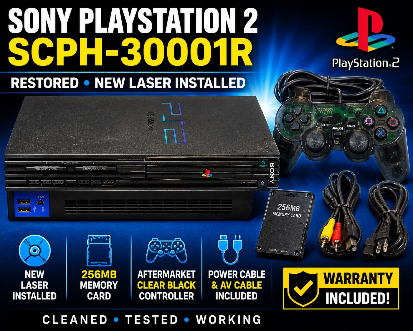 PlayStation 2 PS2 Fat SCPH-30001R Restored 13634
