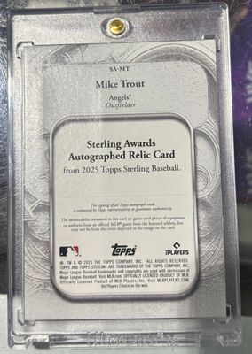 2025 Topps Sterling Mike Trout Sterling Awards Auto Game Used Relic /25 SA-MT