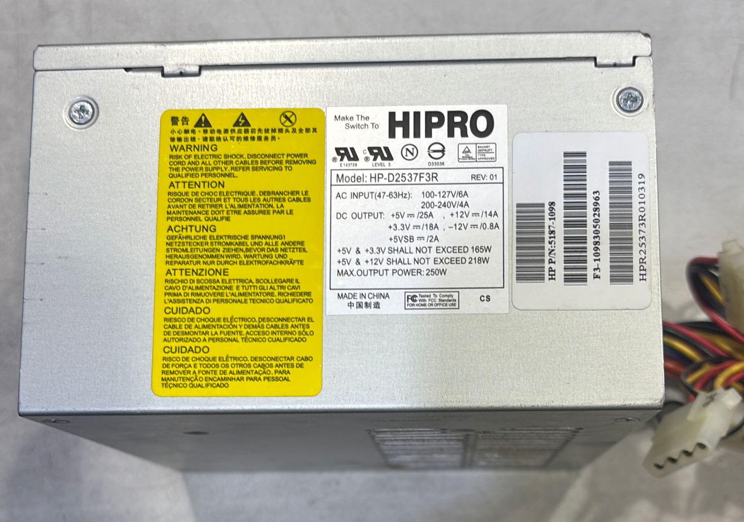 Hipro HP-D2537F3R 250w Power Supply