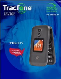 TCL TFALT408DCWM16P Tracfone Flip 2 16GB Black- Prepaid Phone