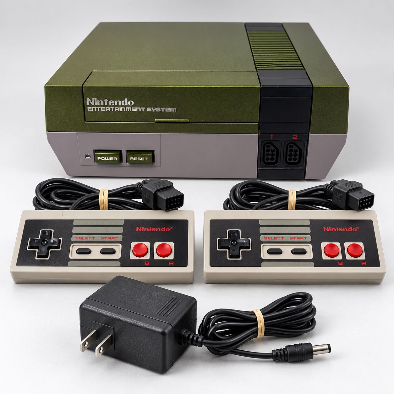 Nintendo NES-001 Renewed Custom Metallic Green &amp; Gray Console w/ 2 Controllers 1971