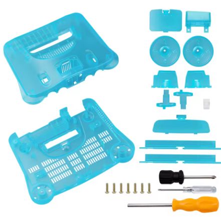 N64 Nintendo 64 Replacement Case Transparent Boxes, Color: Transparent Light Blue