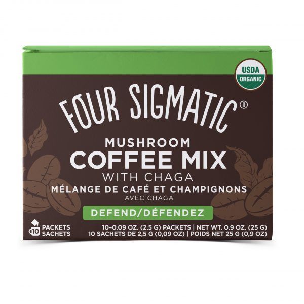 FOUR SIGMATIC MUSHROOM COFFEE WITH CHAGA &amp; CORDYCEPS (DEFEND)- 10 PACK BOX