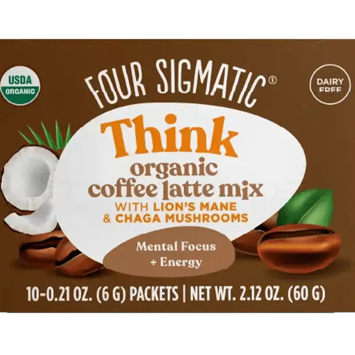 FOUR SIGMATIC MUSHROOM COFFEE LATTE MIX WITH LION'S MANE &amp; CHAGA (THINK) - 10 PACK BOX