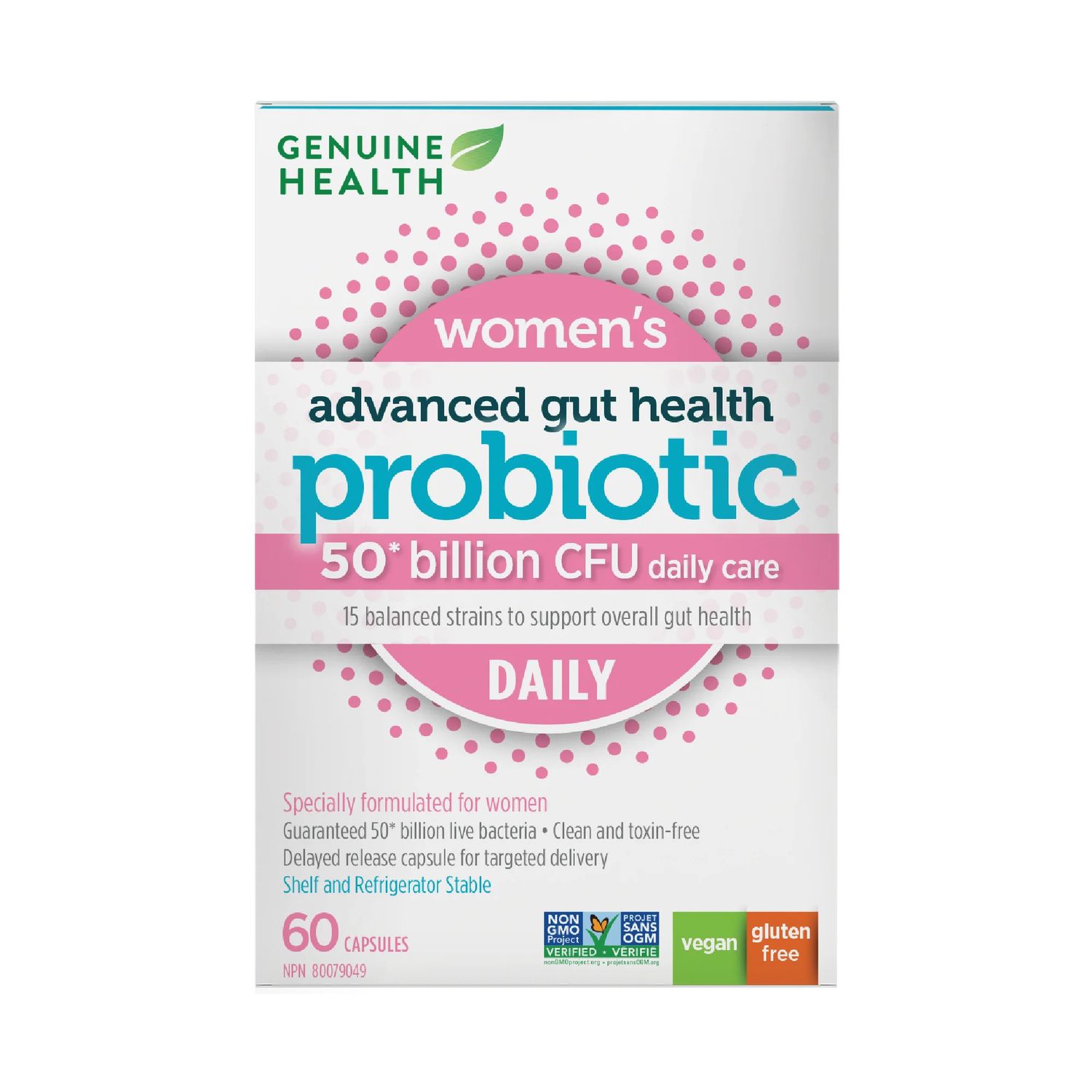 GENUINE HEALTH ADVANCED GUT HEALTH PROBIOTIC WOMEN'S DAILY 50 BILLION CFU 60 CAPS