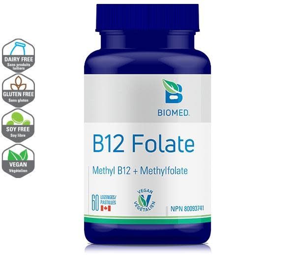 BIO MED B12 FOLATE (METHYL B12 + METHYLFOLATE) 60 LOZENGES