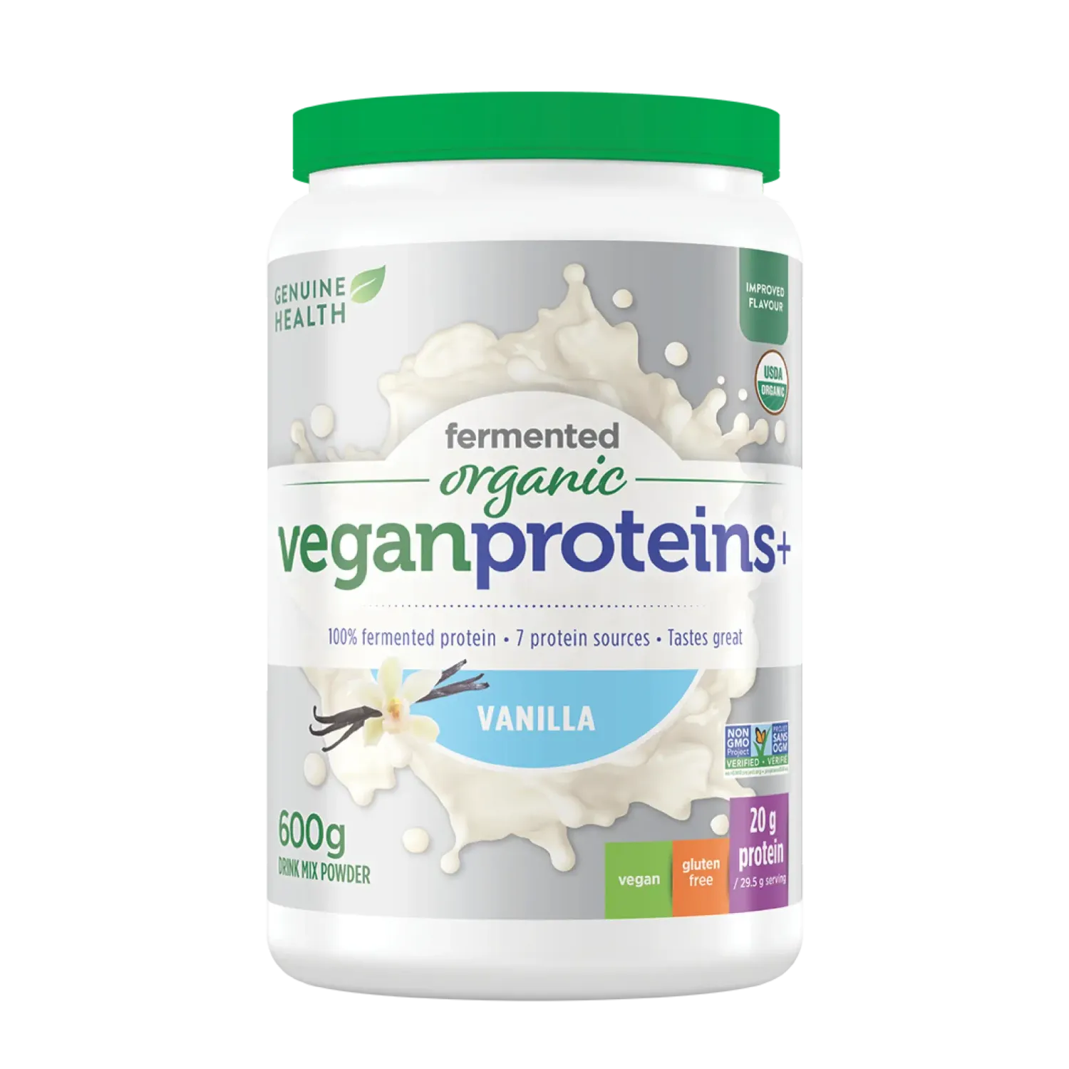 GENUINE HEALTH ORGANIC FERMENTED VEGAN PROTEIN+ VANILLA 600G