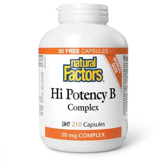 NATURAL FACTORS HI POTENCY B COMPLEX 210 CAPS (BONUS SIZE)
