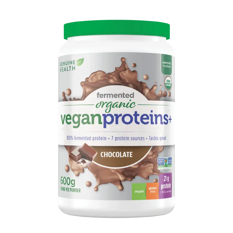 GENUINE HEALTH FERMENTED ORGANIC VEGAN PROTEIN+ CHOCOLATE 600G