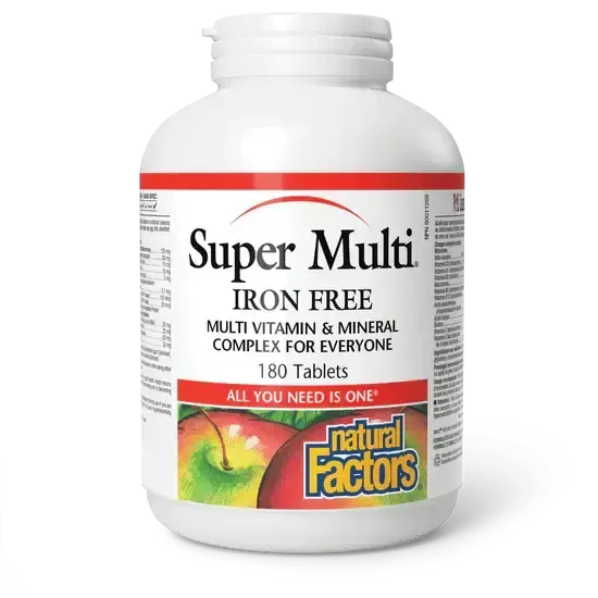 NATURAL FACTORS SUPER MULTI IRON FREE 180 TABS
