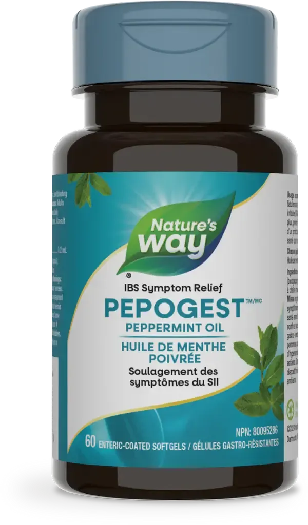 NATURE'S WAY PEPOGEST (PEPPERMINT OIL) 60 ENTERIC-COATED SOFTGELS