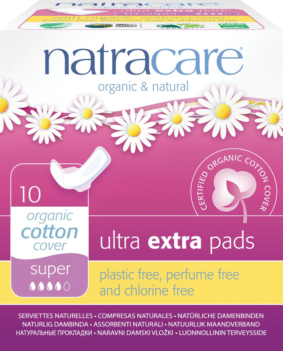 NATRACARE ULTRA EXTRA PADS - SUPER - WITH WINGS 10 COUNT