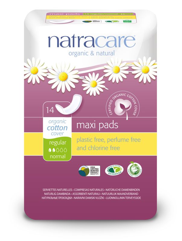 NATRACARE MAXI PADS - REGULAR - NO WINGS 14 COUNT