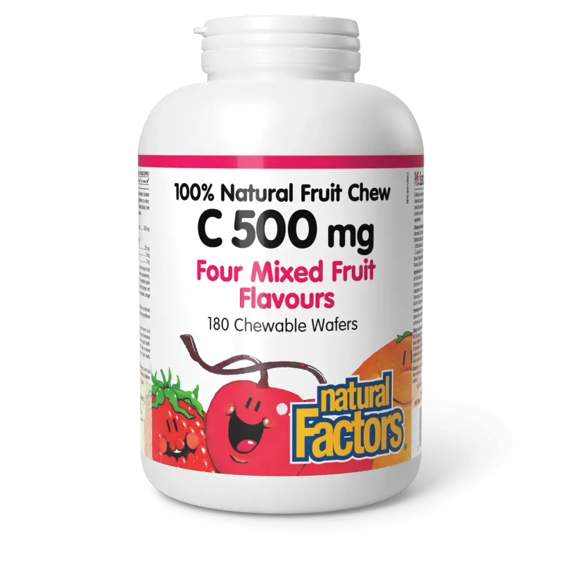 NATURAL FACTORS C 500MG (MIXED FRUITS) 180 CHEWABLE WAFERS
