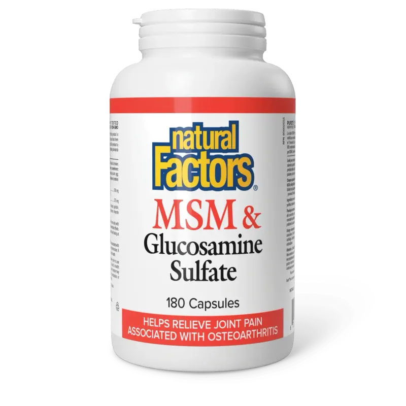 NATURAL FACTORS MSM &amp; GLUCOSAMINE SULFATE 180 CAPS
