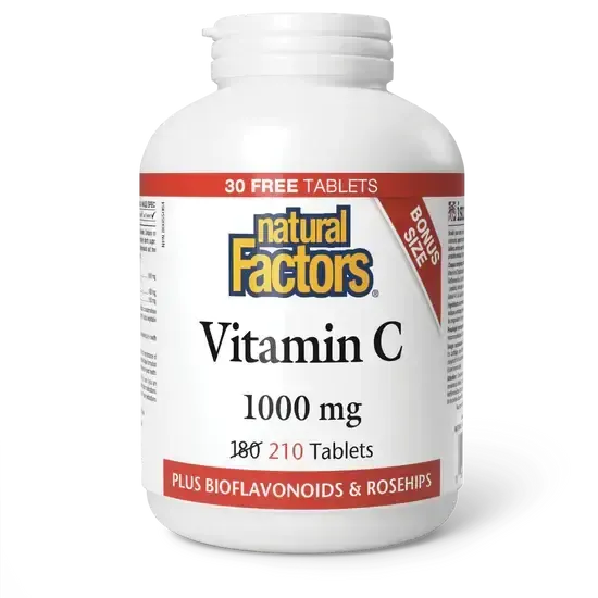 NATURAL FACTORS VIT C W/BIOFLAV &amp; ROSEHIPS 1000MG 210TABS BONUS