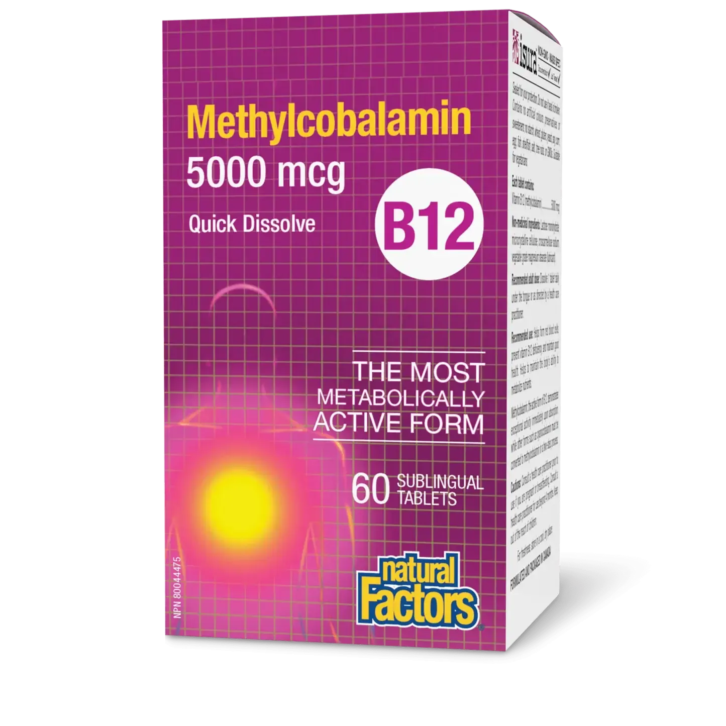 NATURAL FACTORS B12 (METHYLCOBALAMIN) 5000MCG 60 SUBLINGUAL TABS